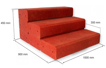 Gartentreppe aus Gummigranulat 1000 mm breit