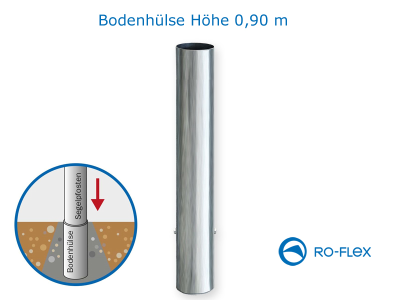 Bodenhülse Stahl feuerverinkt Ø  114,3 mm, Länge 0,90 m für Sonnensegel Pfosten