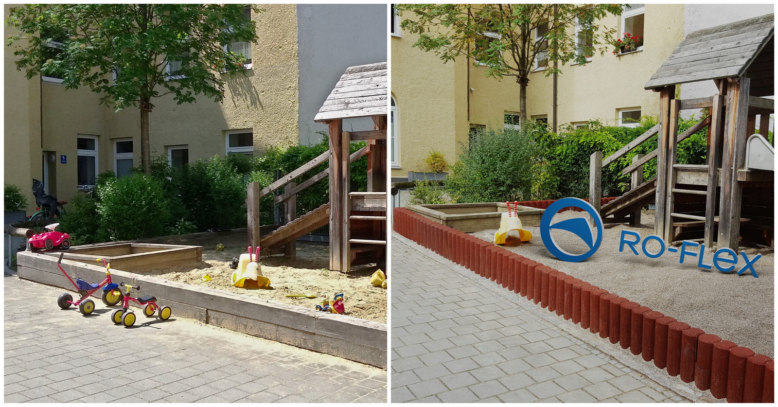 Sandkasteneinfassung aus Kettenelementen Rotbraun