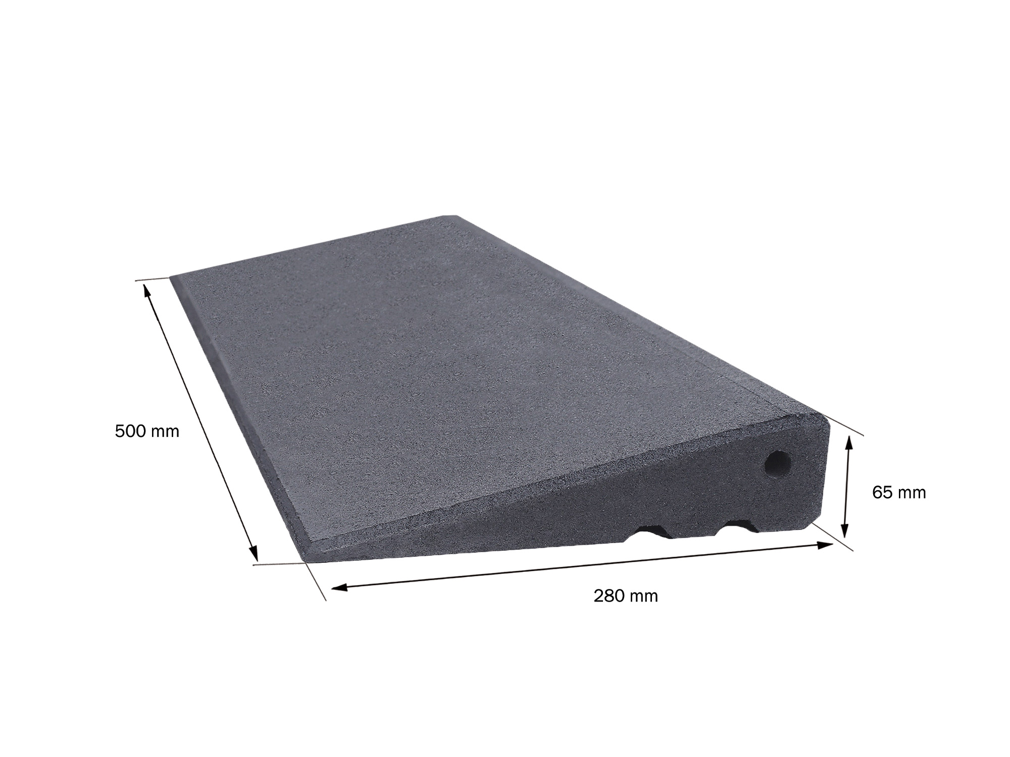 Rollstuhlrampe Auffahrhilfe  Höhe 65mm Bemaßung