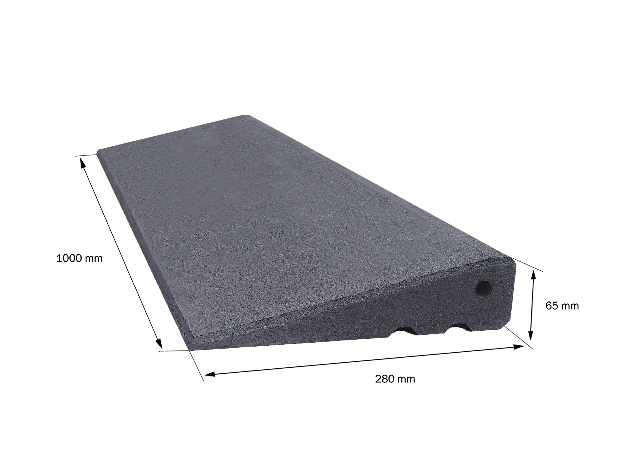 Türschwellenrampe Excellent 65mm hoch 1000mm breit  Bemaßung