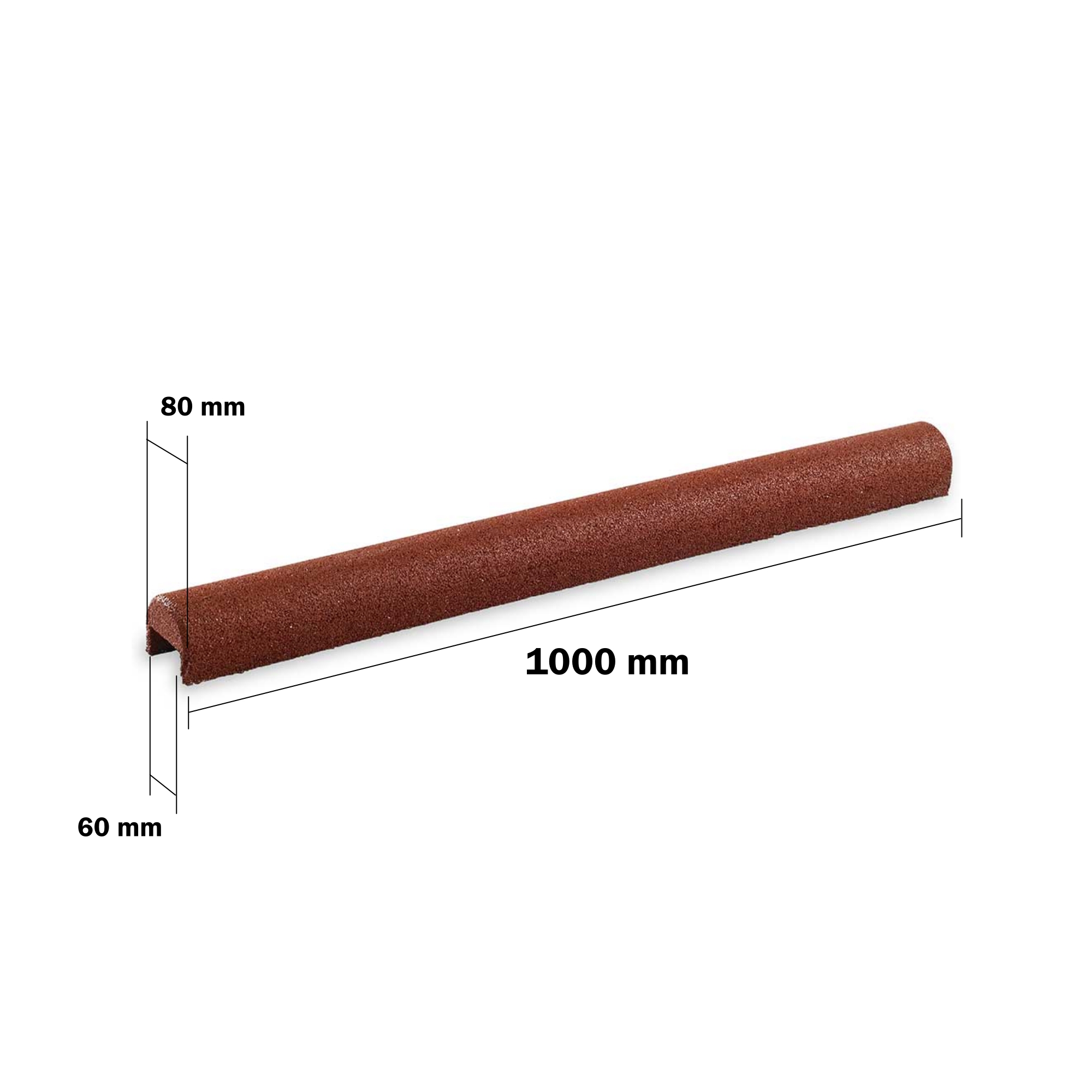 Gummigranulatüberzug 60 mm für Beton Rabatten Spielplatz Kindergarten Bemaßung Rotbraun