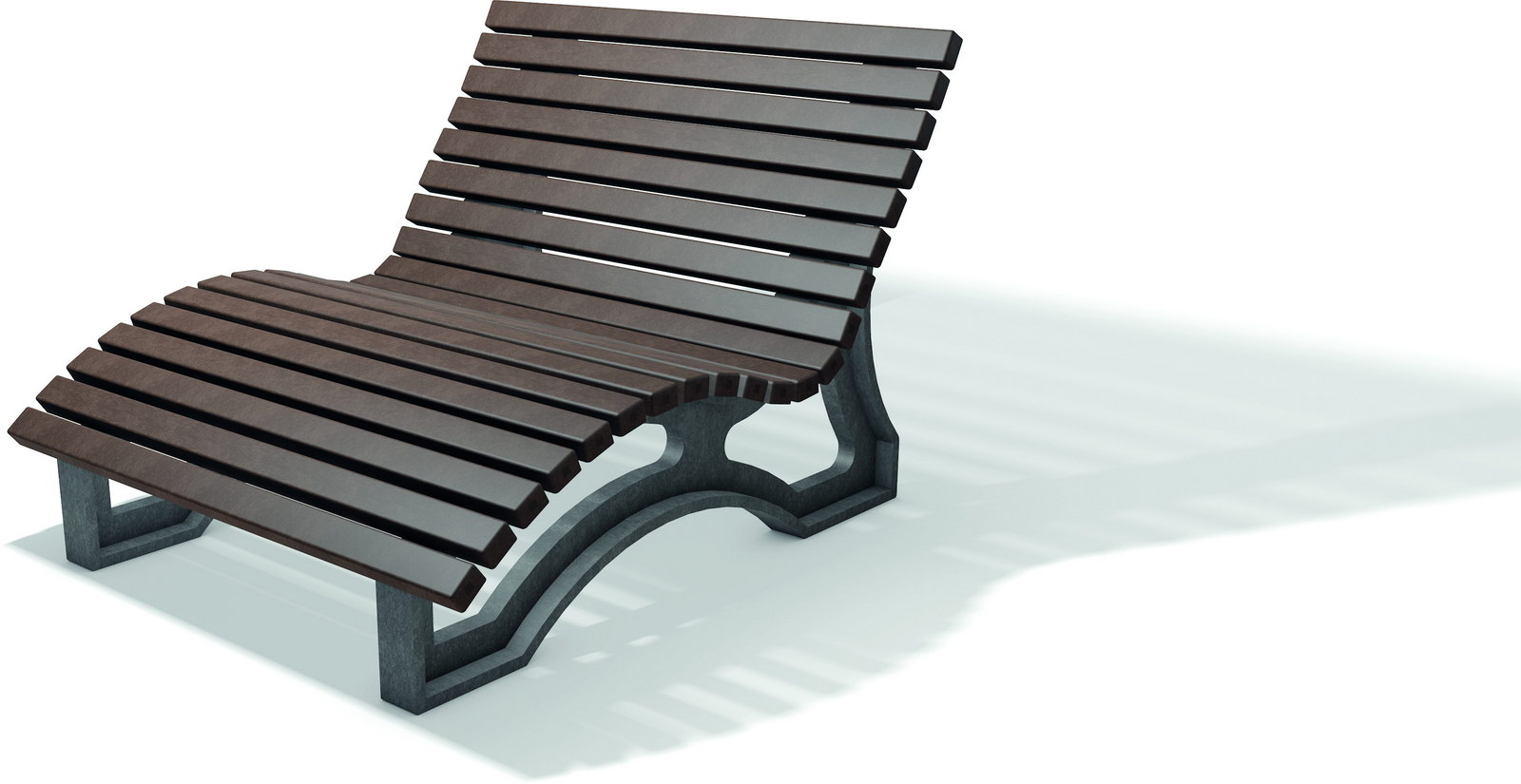 Liegebank Aveto aus Recycling-Kunststoff Grau Braun