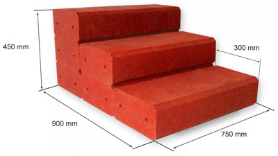 Gartentreppe aus Gummigranulat 750 mm breit