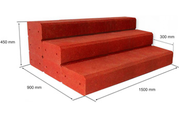 Gartentreppe aus Gummigranulat 1500 mm breit