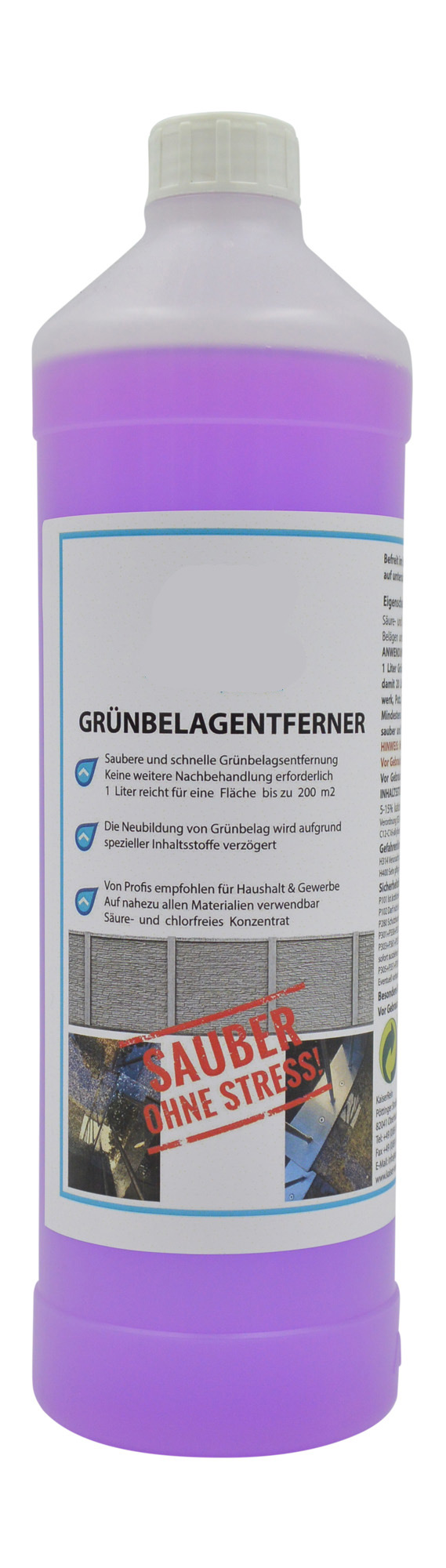 Grünbelagsentferner Säure- und chlorfreies Konzentrat 1L.