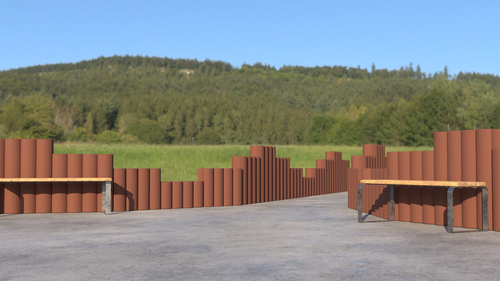 Palisaden aus Gummigranulat Anwendung