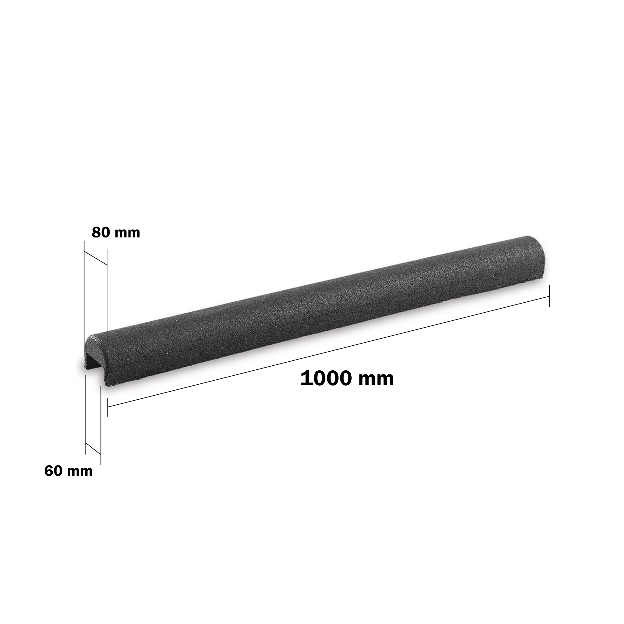 Gummigranulatüberzug  60 mm für Beton Rabatten Spielplatz Kindergarten Bemaßung Schwarz