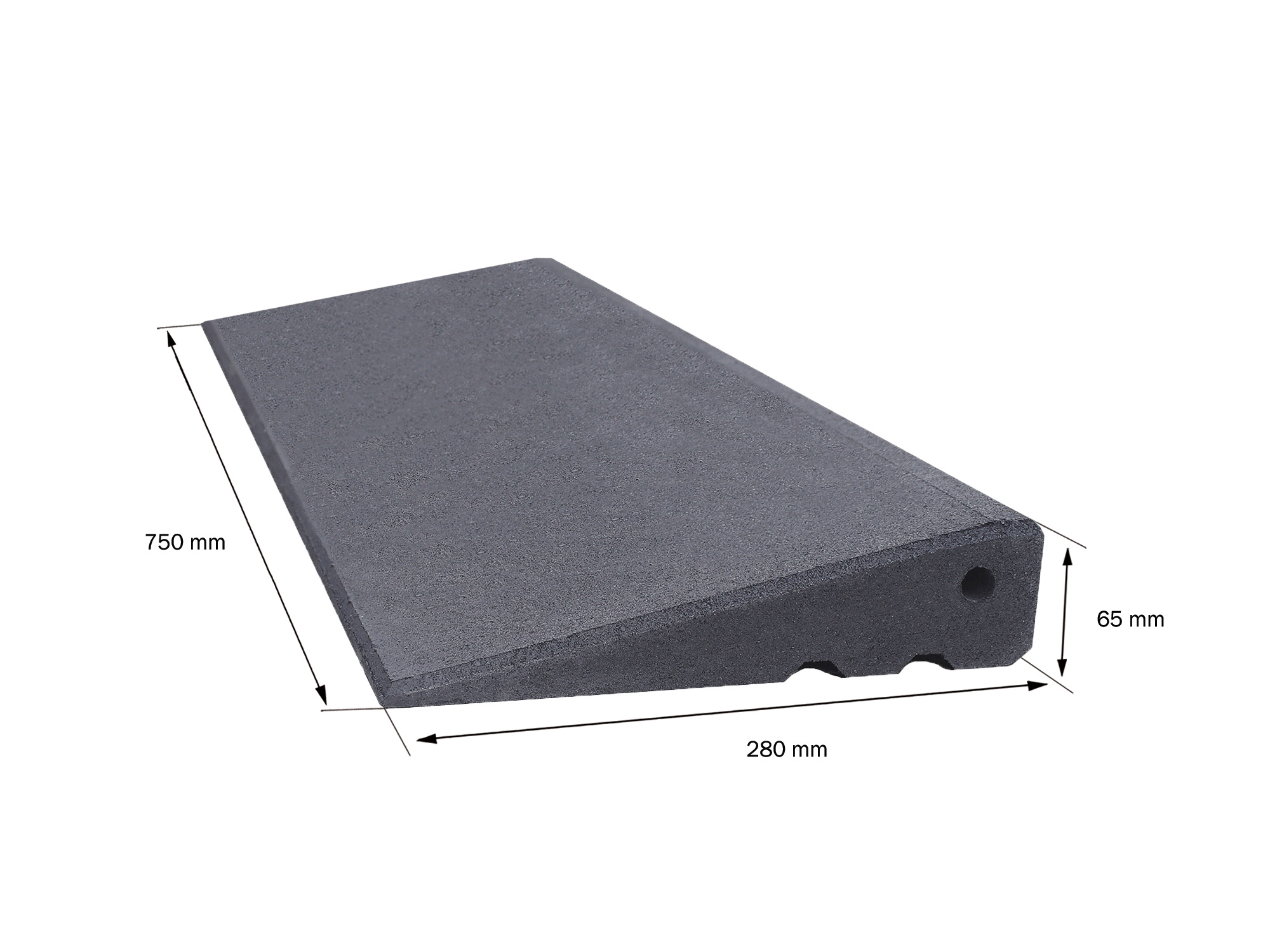 Rollstuhlrampe 750mm breit, 65mm hoch Bemaßung