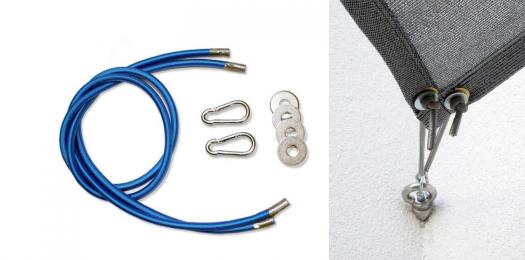 2er Pack Gummiseil ink. Karabiner und Scheiben blau